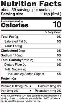 Bragg // Coconut Aminos 10 oz - Nutritional Facts