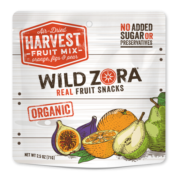 Wild Zora // Air-Dried Organic Harvest Fruit Mix with Oranges, Figs & Pears 2.5 oz