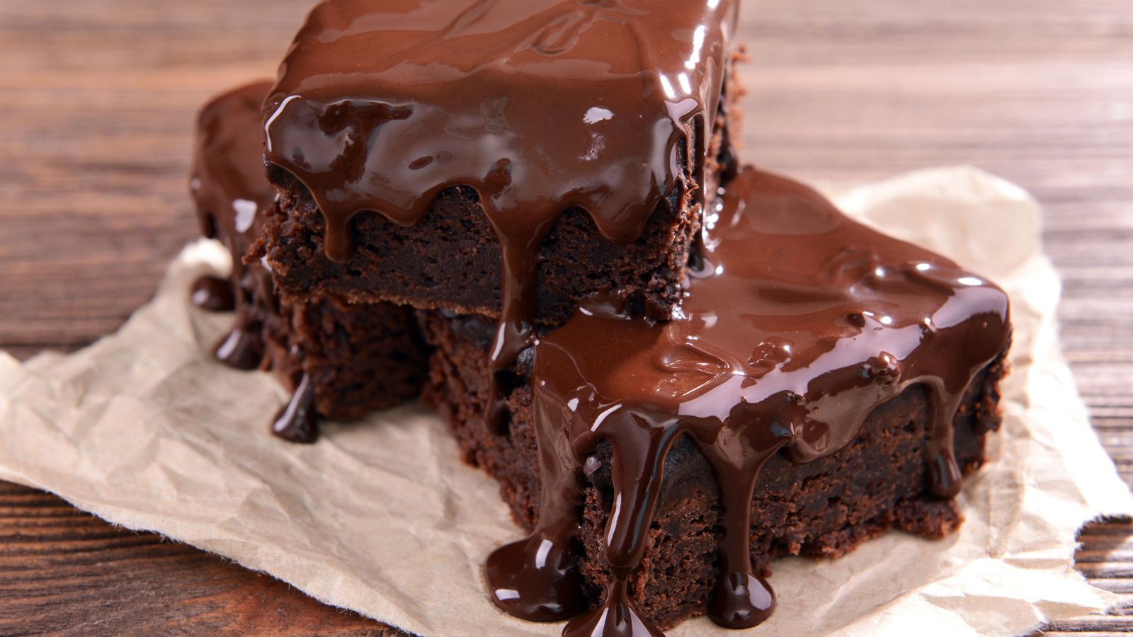 Decadent chocolate brownies with rich melted chocolate on top