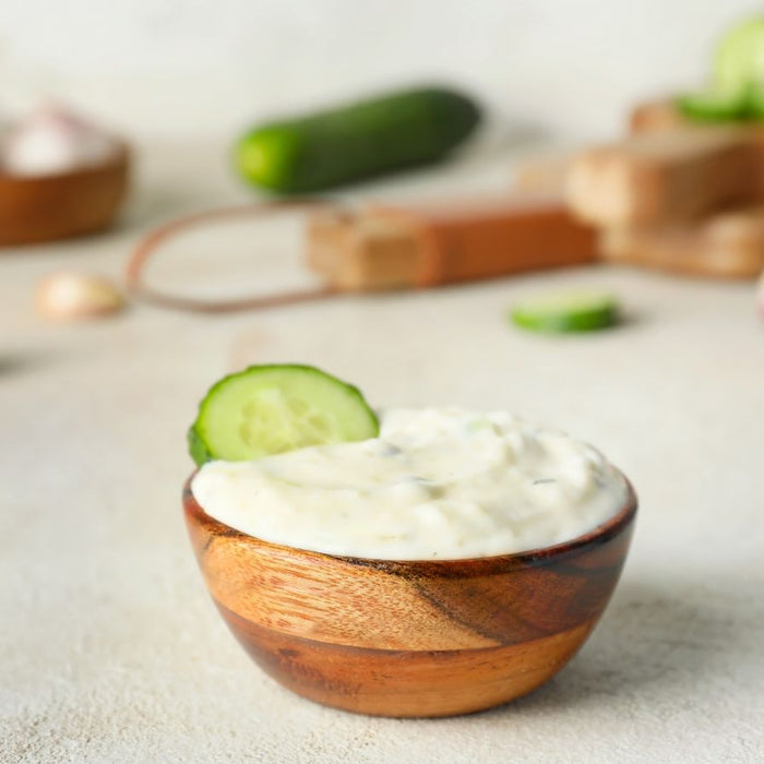 Cream of tartar served in a wooden bowl with fresh garnish