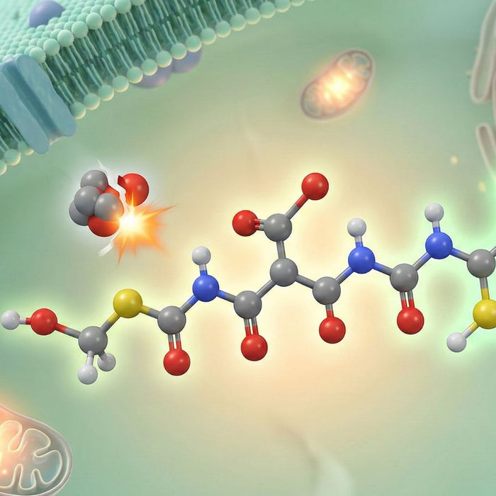 Glutathione molecule illustration inside human cell