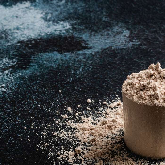 A scoop of protein powder