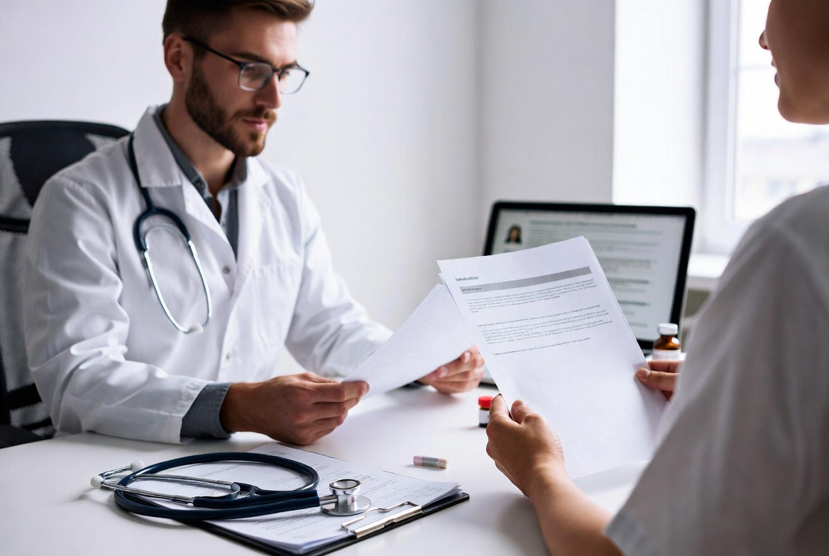 Doctor discussing peptide treatment options during medical consultation