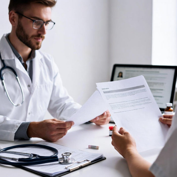 Doctor discussing peptide treatment options during medical consultation