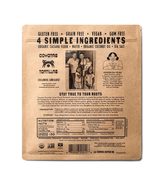 Coyotas // Organic Cassava Tortillas Medium (6"), 8ct