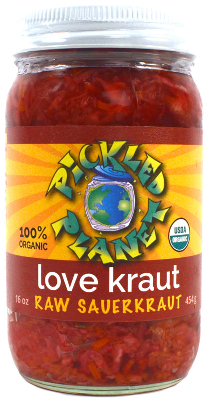 Pickled Planet Love Kraut Raw Sauerkraut 16-oz jar front label.
