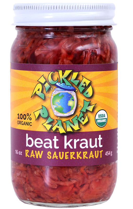 Pickled Planet Beat Kraut Raw Sauerkraut 16-oz jar front label.