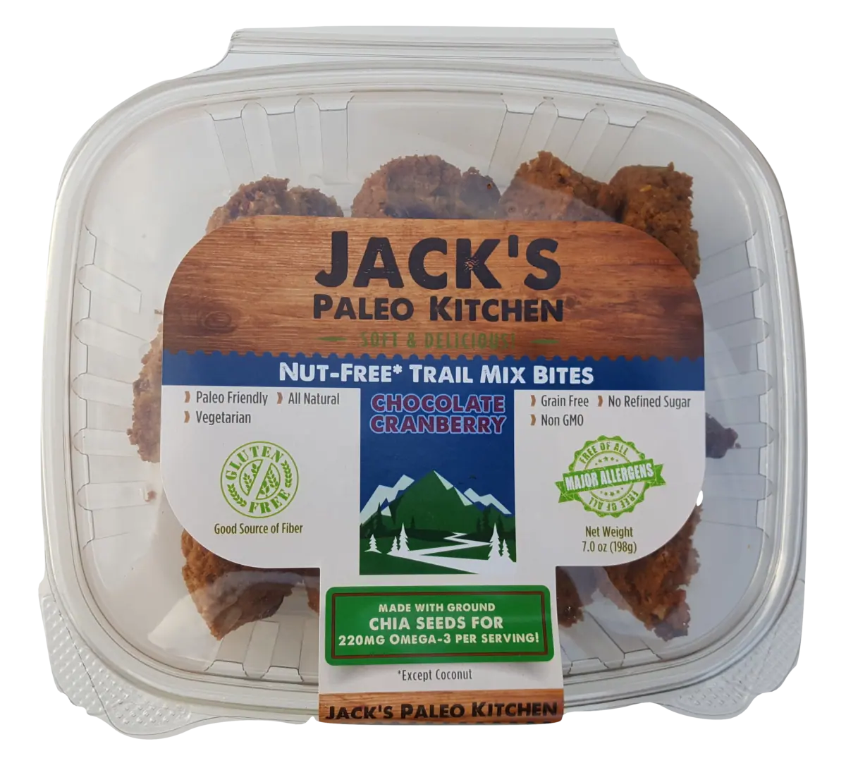 Jack's Paleo Kitchen // Chocolate Cranberry Nut-Free Trail Mix Bites, 7 oz (12 Bites)