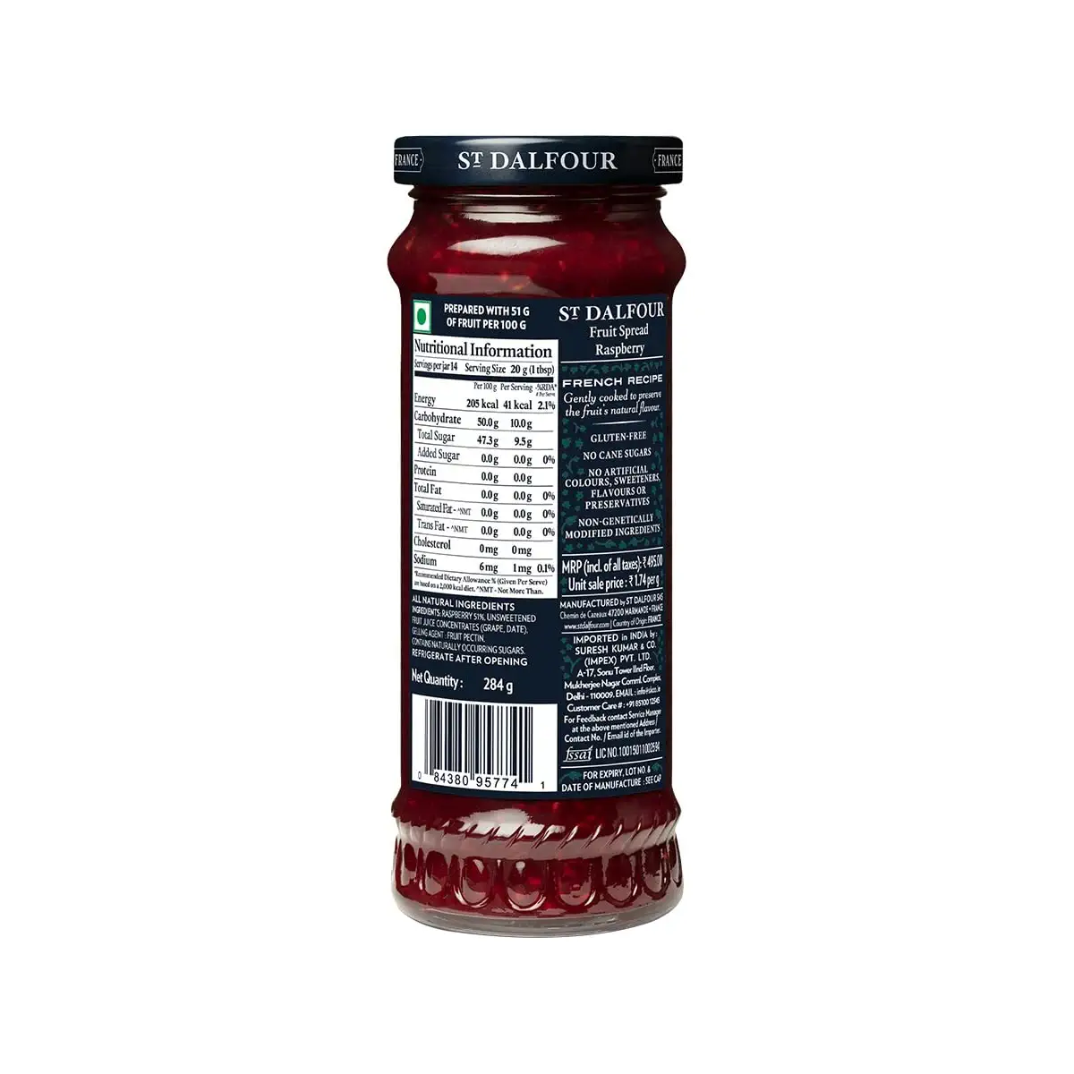 St. Dalfour Red Raspberry Fruit Spread, 10 oz