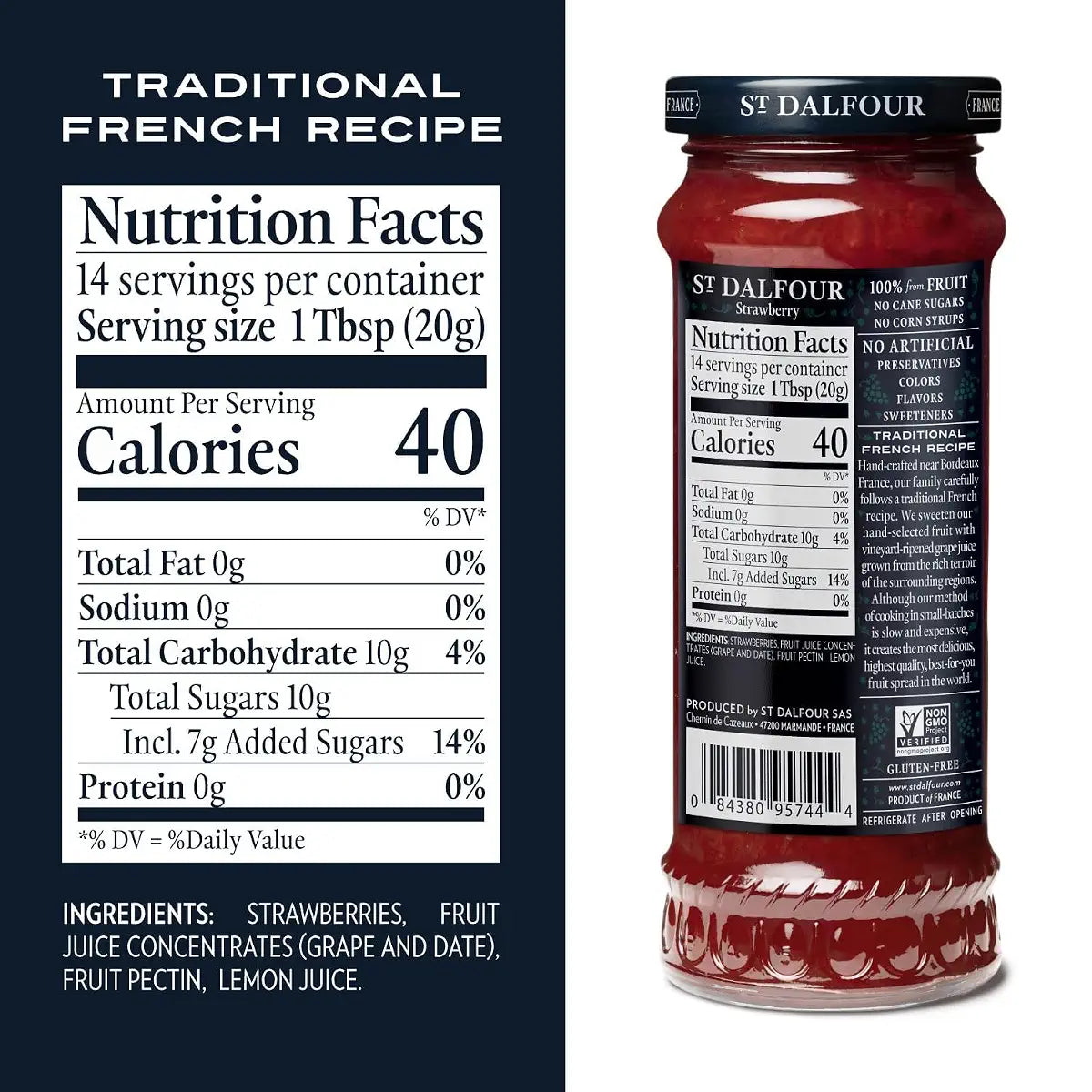 St. Dalfour Strawberry Fruit Spread, 10 oz