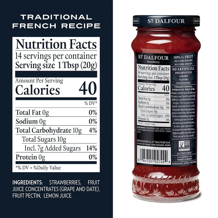St. Dalfour Strawberry Fruit Spread, 10 oz