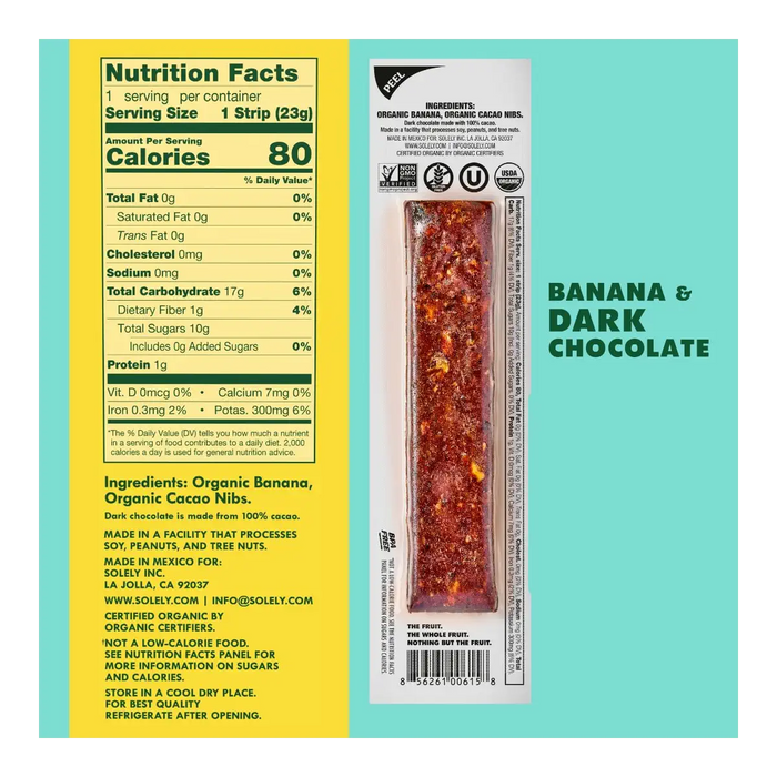 Solely Banana with Dark Chocolate Fruit Jerky, 0.8 oz