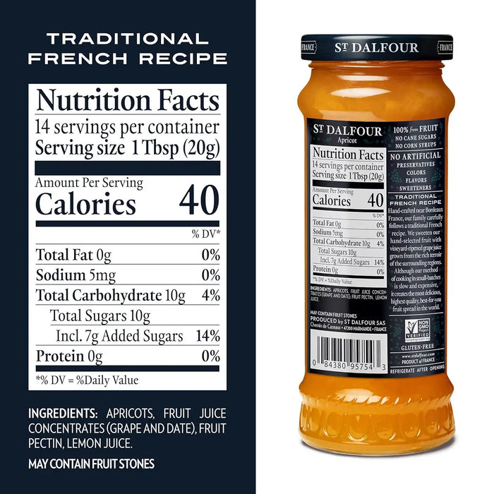 St. Dalfour Apricot Fruit Spread, 10 oz