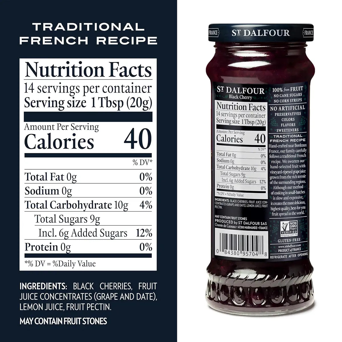 St. Dalfour Black Cherry Fruit Spread, 10 oz