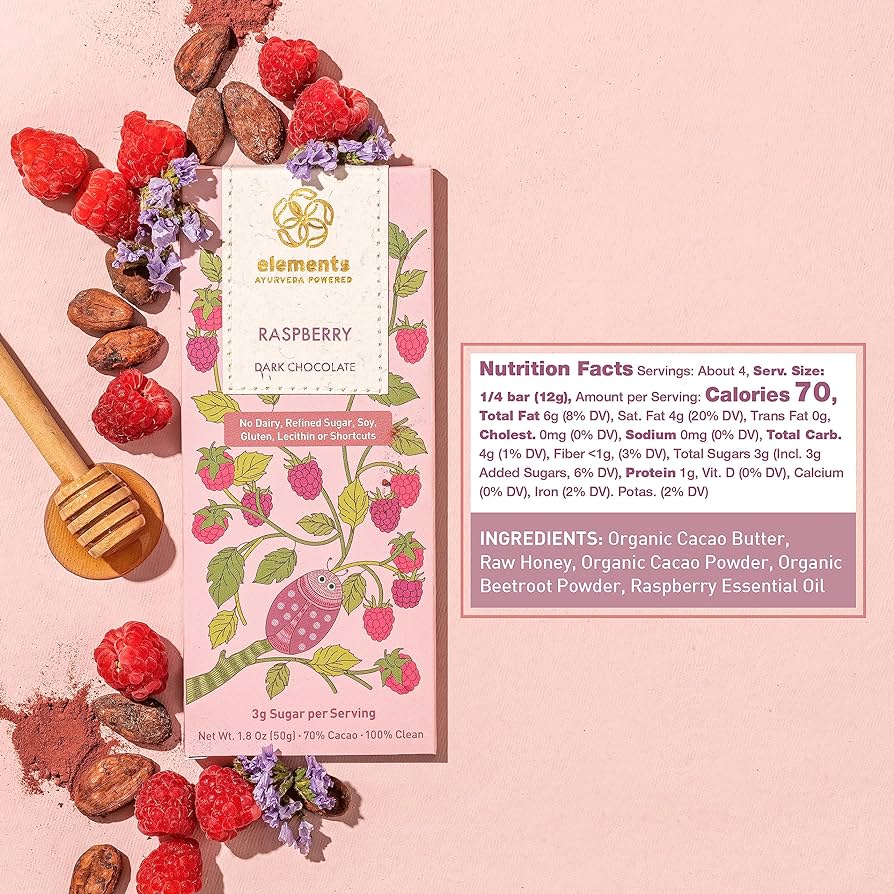 Elements Truffles // Raspberry Artisanal Chocolate Infused with Beetroot 2 oz