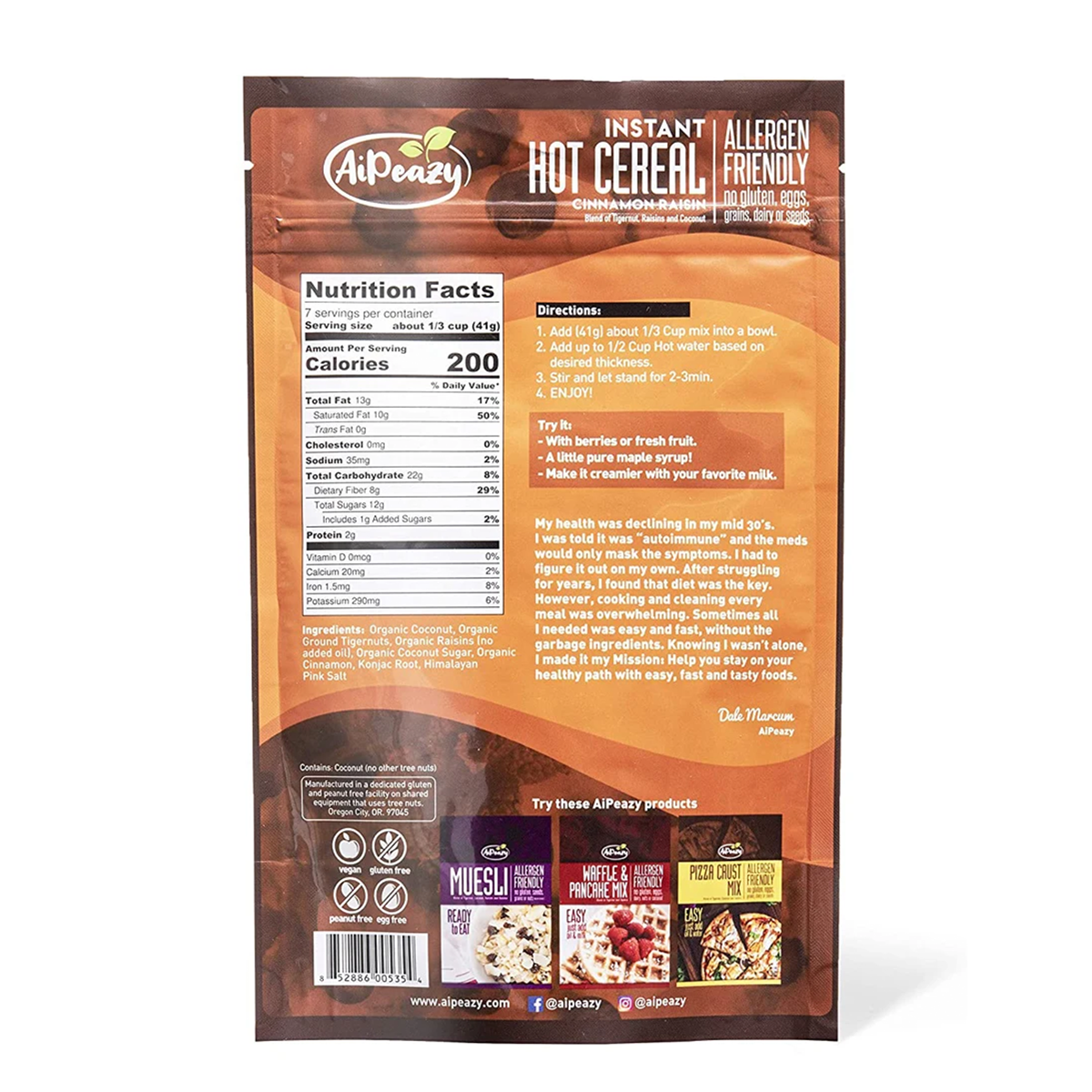 AiPeazy // Instant Hot Cereal - Cinnamon Raisin 10.1 oz