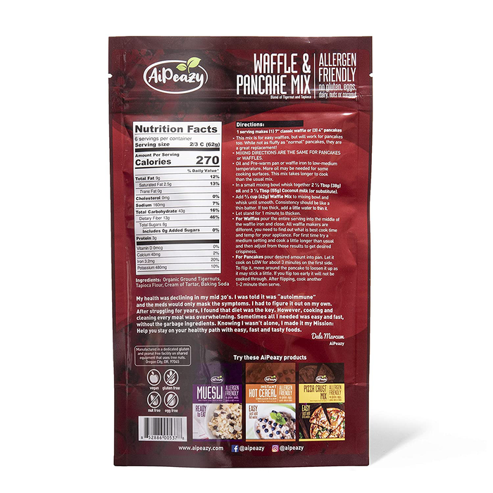 AiPeazy // Tigernut Waffle & Pancake Mix 10.9 oz