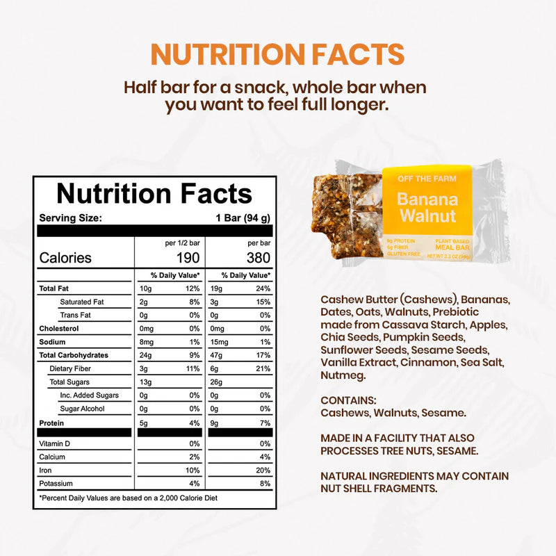 Off The Farm // Banana Walnut Meal Bar 3.3 oz