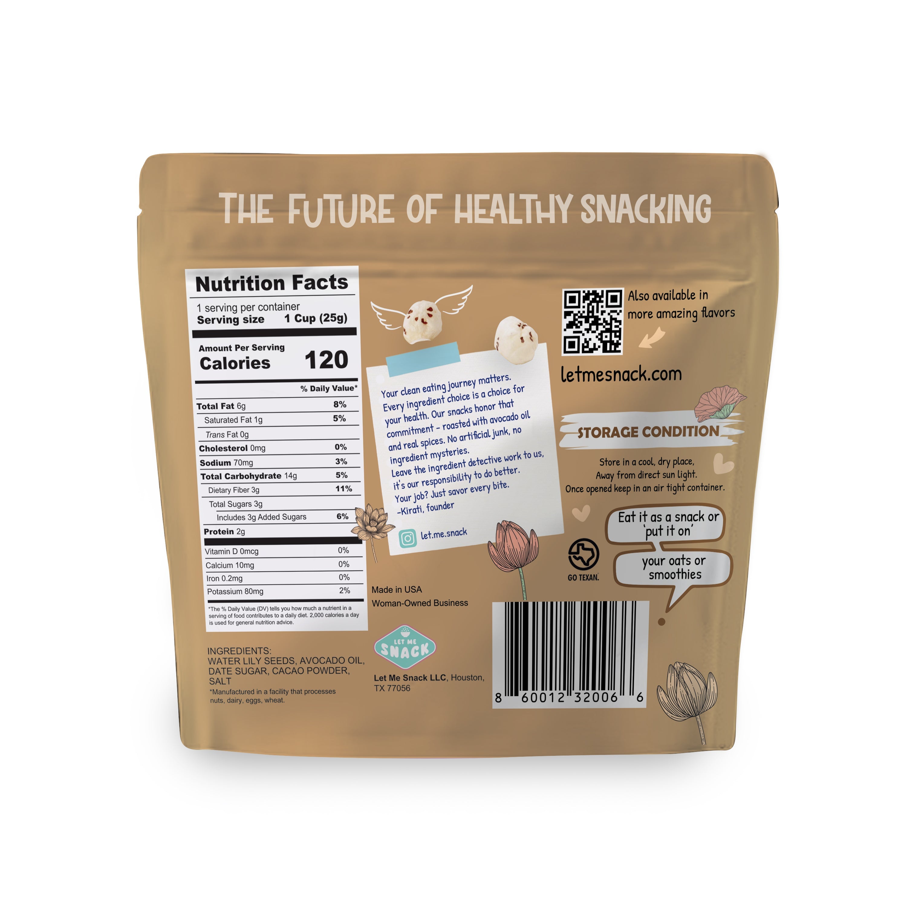 Let Me Snack // Popped Water Lilly Seeds - Cacao Clouds