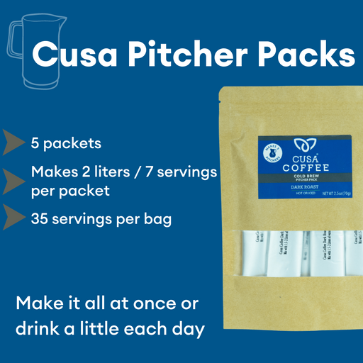 Cusa Tea & Coffee // Dark Roast Coffee Pitcher Pack Product Description