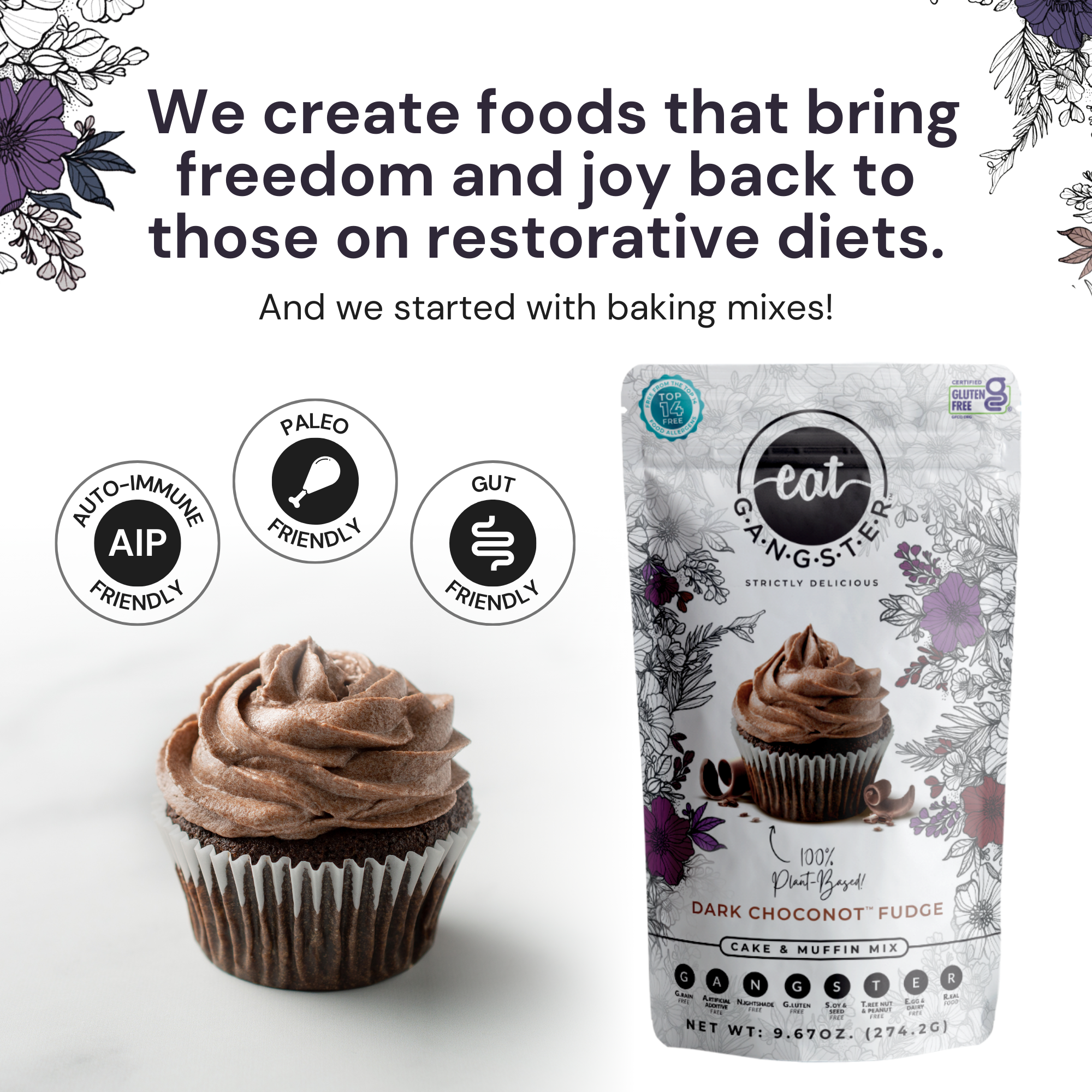 EAT G.A.N.G.S.T.E.R // Dark Choconot Fudge Cake and Muffin Mix, 9.67 oz