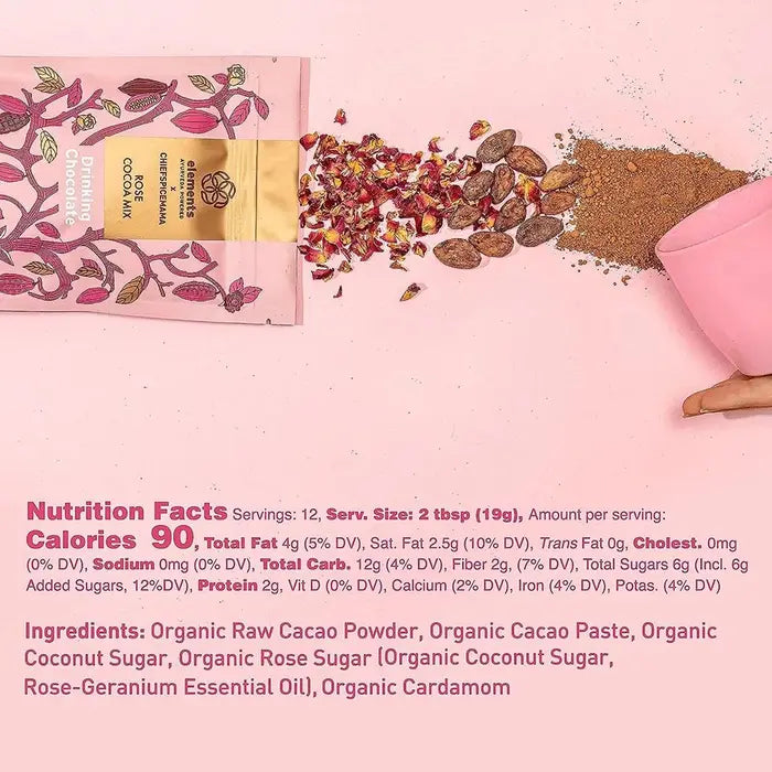 Elements Truffles Rose Cocoa drinking chocolate nutrition facts and ingredients.
