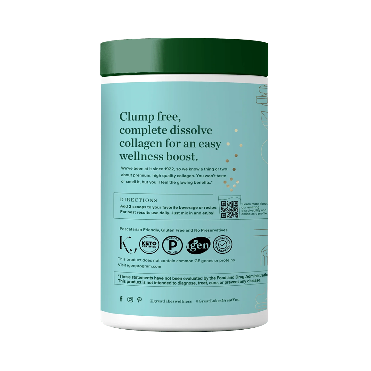 Great Lakes Wellness Marine Collagen Peptides, 8 oz