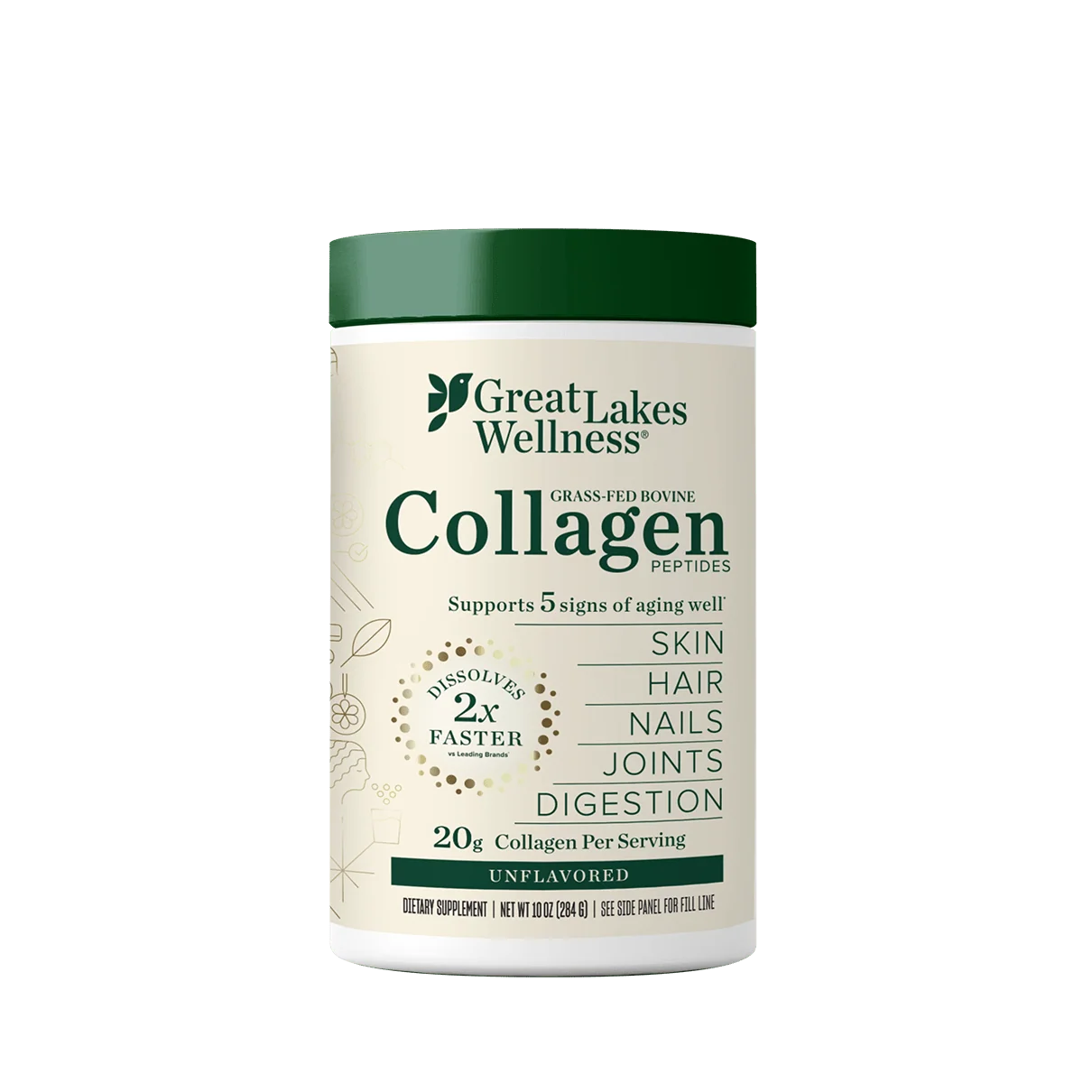 Great Lakes Wellness Grass-Fed Bovine Collagen Peptides, 10 oz