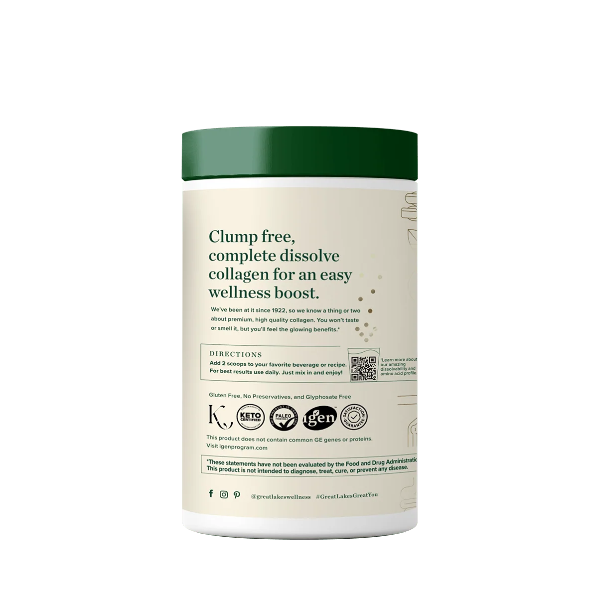 Great Lakes Wellness Grass-Fed Bovine Collagen Peptides, 10 oz