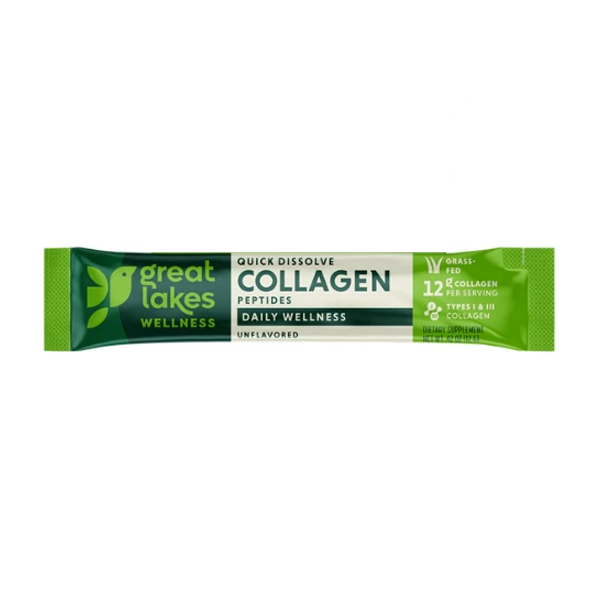 Great Lakes Wellness Grass-Fed Collagen Peptides Hydrolyzed (Quick Dissolve), Single Serve Packet 0.42 oz
