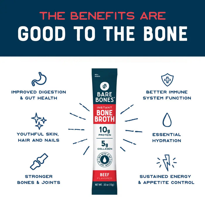 Bare Bones // Instant Beef Flavored Bone Broth, Case of 4, 15g Each