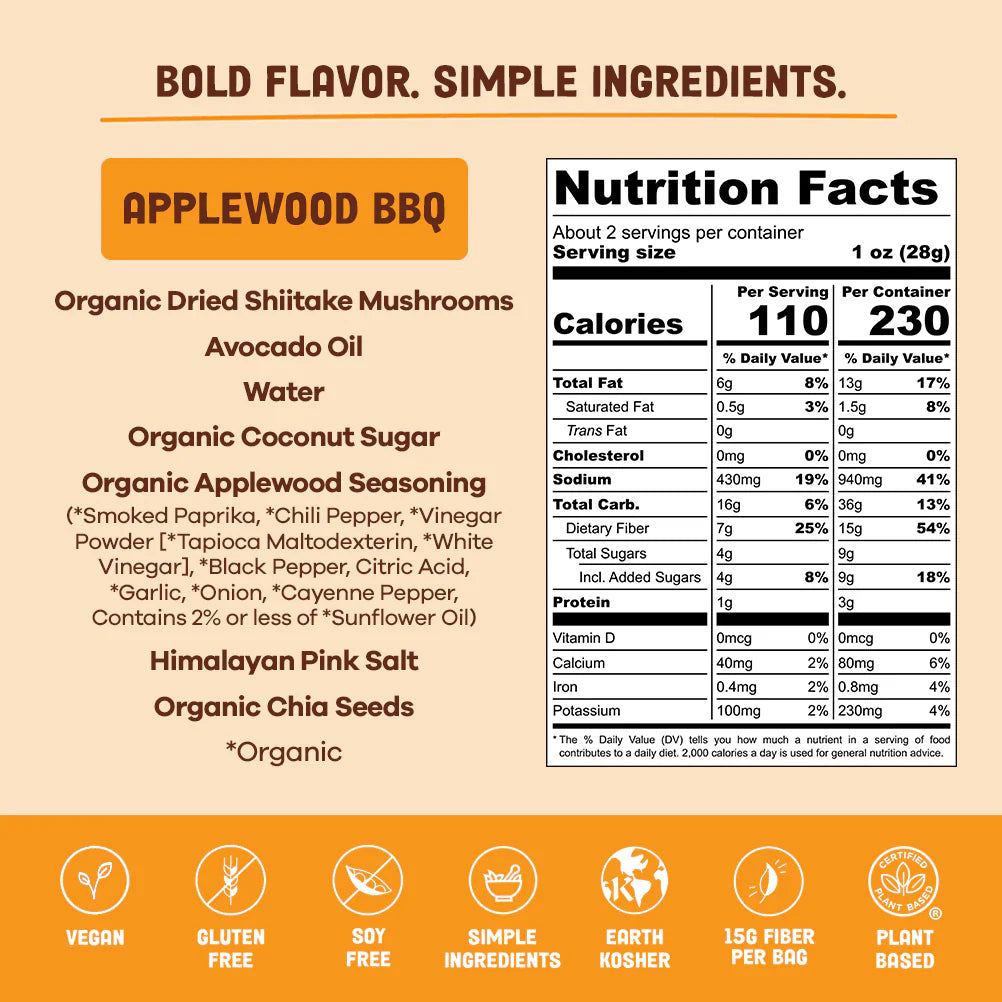 Pan's Mushroom Jerky // Applewood BBQ Mushroom Jerky, 1 oz