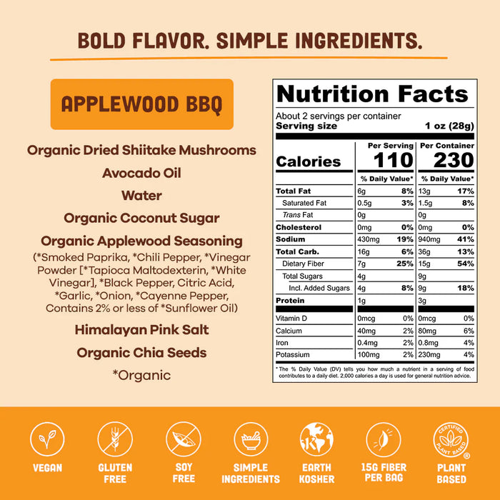 Pan's Mushroom Jerky // Applewood BBQ Mushroom Jerky, 1 oz