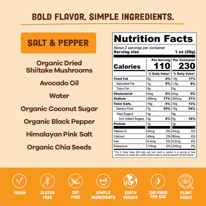 Pan's Mushroom Jerky // Salt & Pepper Mushroom Jerky, 1 oz