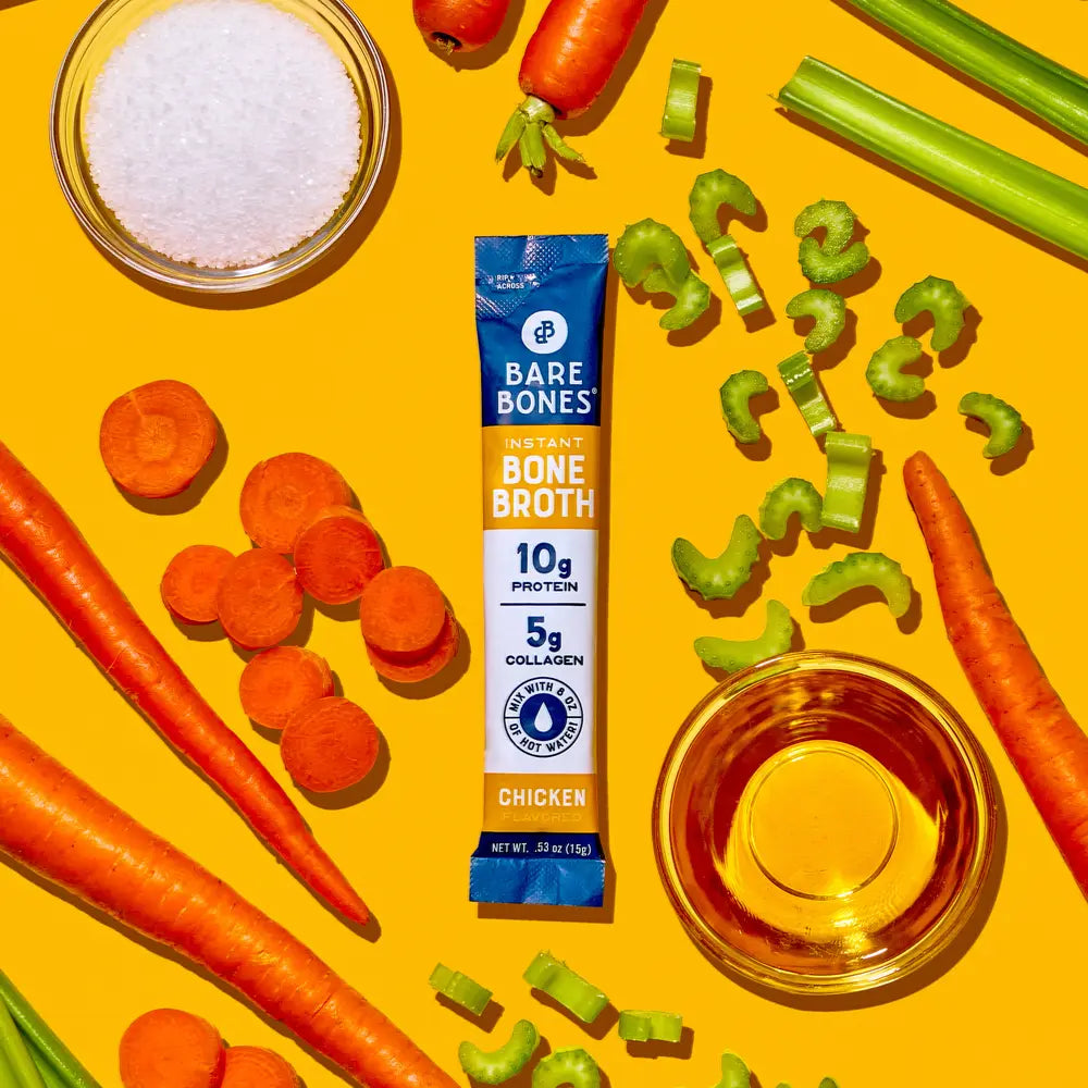 Bare Bones // Instant Chicken Flavored Bone Broth, Case of 4, 15g Each