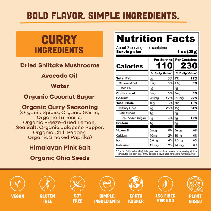 Pan's Mushroom Jerky // Curry Mushroom Jerky, 1 oz