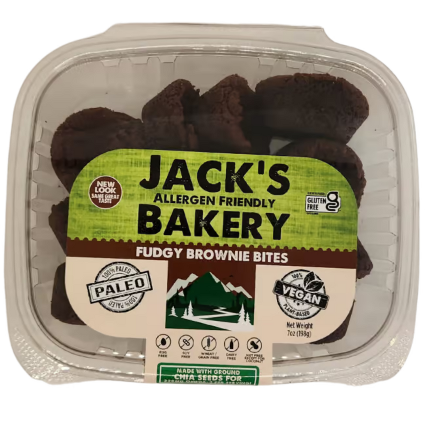 Jack's Allergen Friendly Bakery Fudgy Brownie Bites, 7 oz (12 Bites)