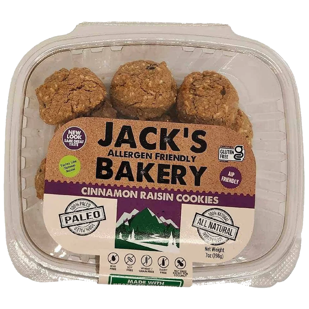 Jack's Allergen Friendly Bakery // Cinnamon Raisin Cookies, 7 oz (12 Cookies)