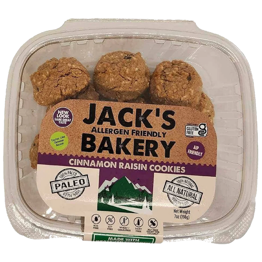 Jack's Allergen Friendly Bakery // Cinnamon Raisin Cookies, 7 oz (12 Cookies)