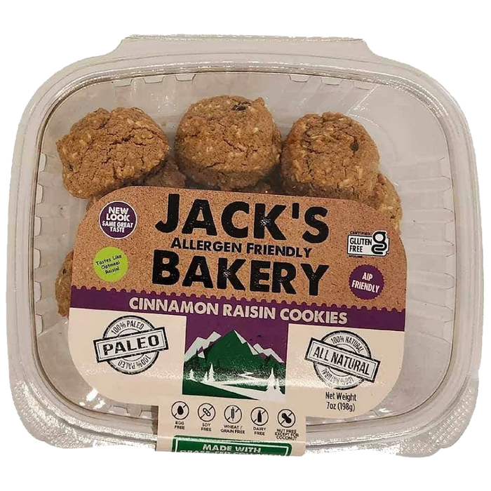 Jack's Allergen Friendly Bakery // Cinnamon Raisin Cookies, 7 oz (12 Cookies)