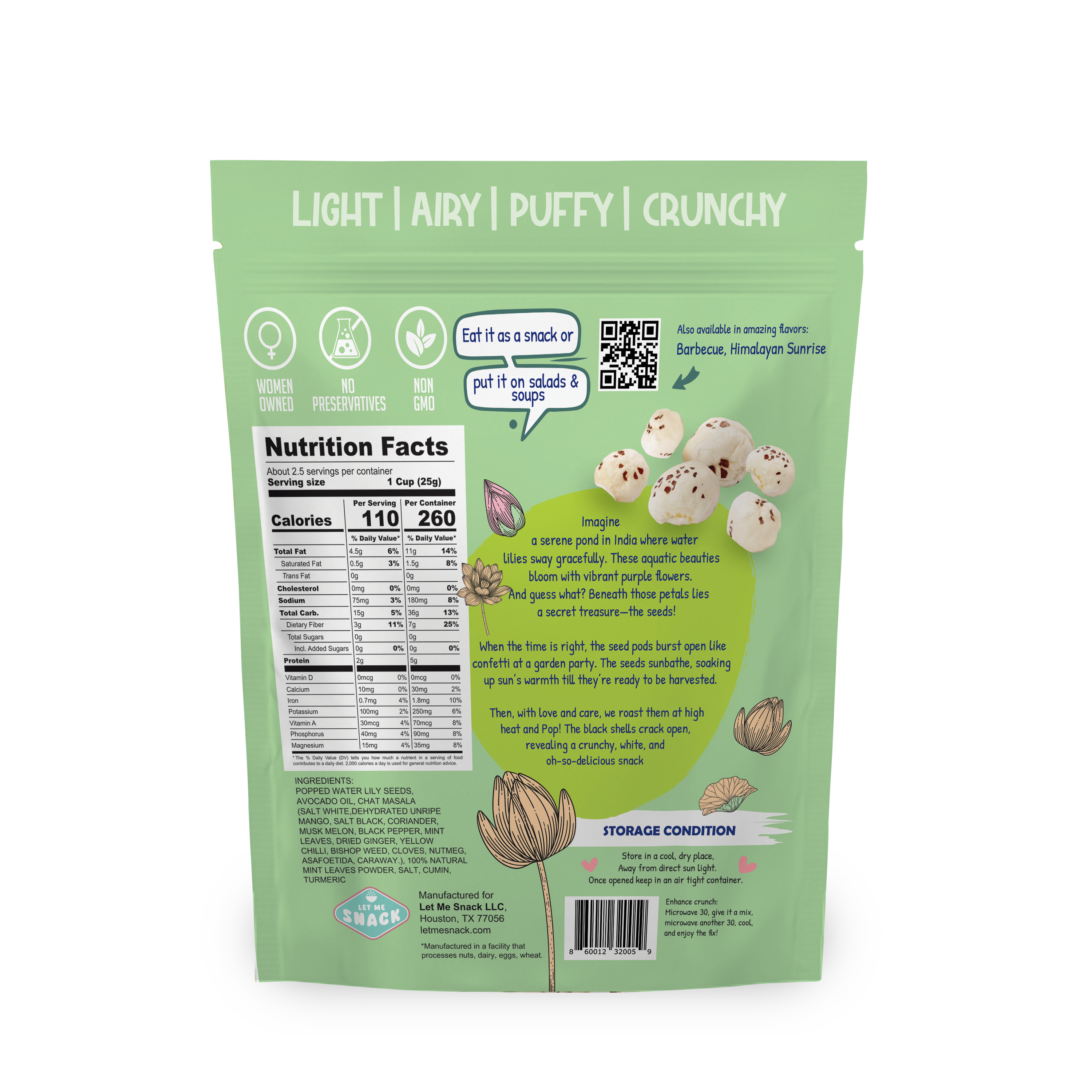 Let Me Snack // Popped Water Lilly Seeds - Mint Masala