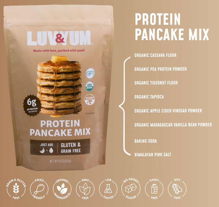 Luv & Yum // Protein Pancake & Waffle Mix - Paleo-Friendly, Grain-Free, 15 oz