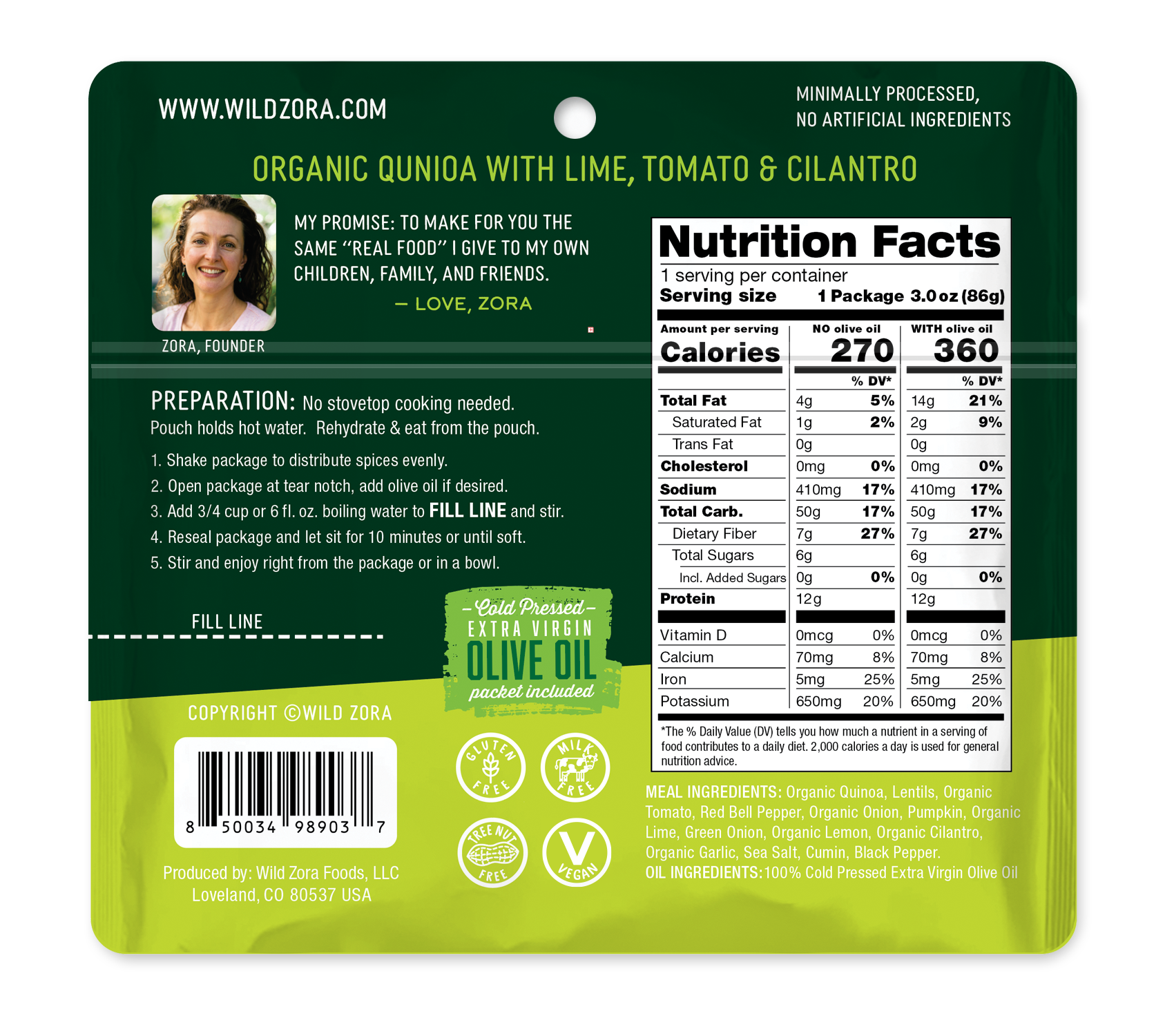 Baja Citrus Quinoa Meal nutrition facts and cooking directions gluten free quinoa.