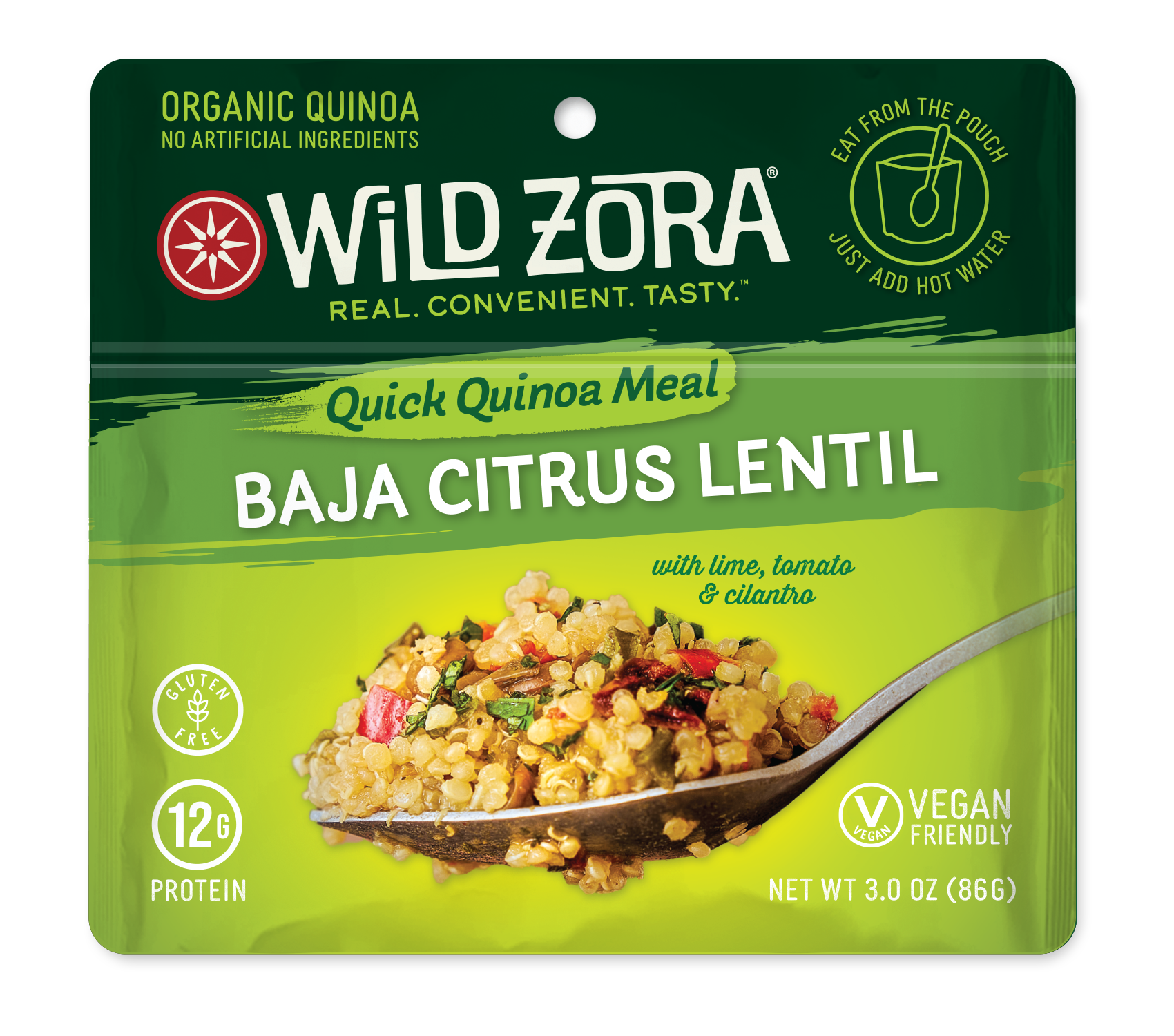Wild Zora Baja Citrus Quick Quinoa Meal 3 oz pouch front gluten free quinoa bowl.