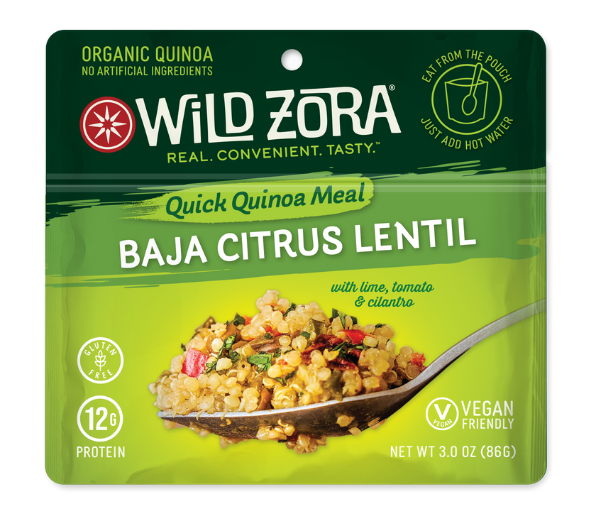 Wild Zora Baja Citrus Quick Quinoa Meal 3 oz pouch front gluten free quinoa bowl.
