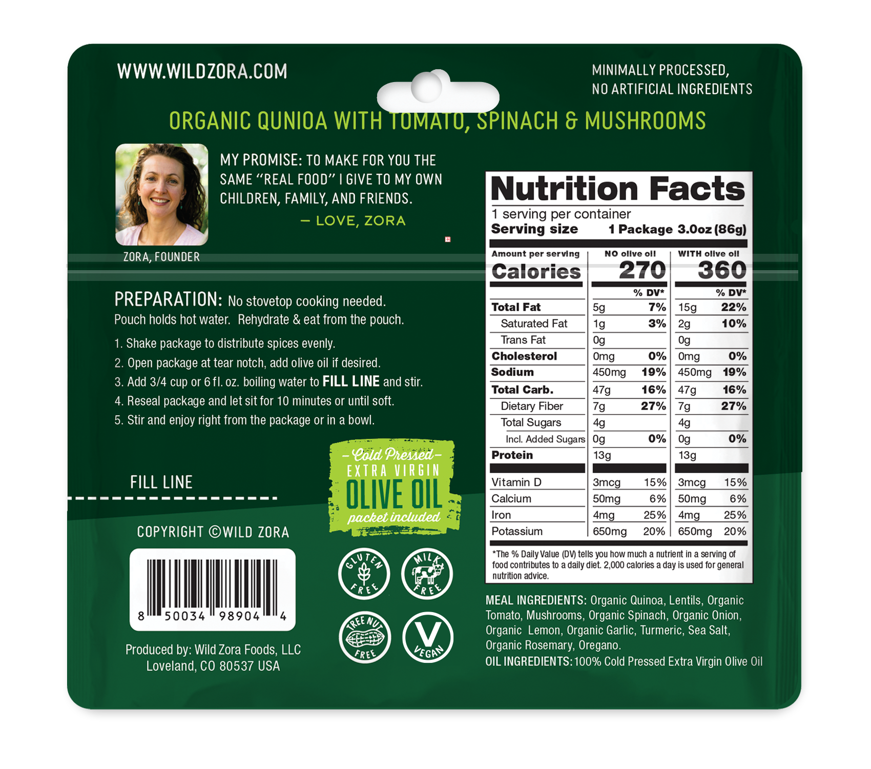 Greek Garden Lentil Quinoa Meal nutrition facts and prep directions gluten free quinoa.