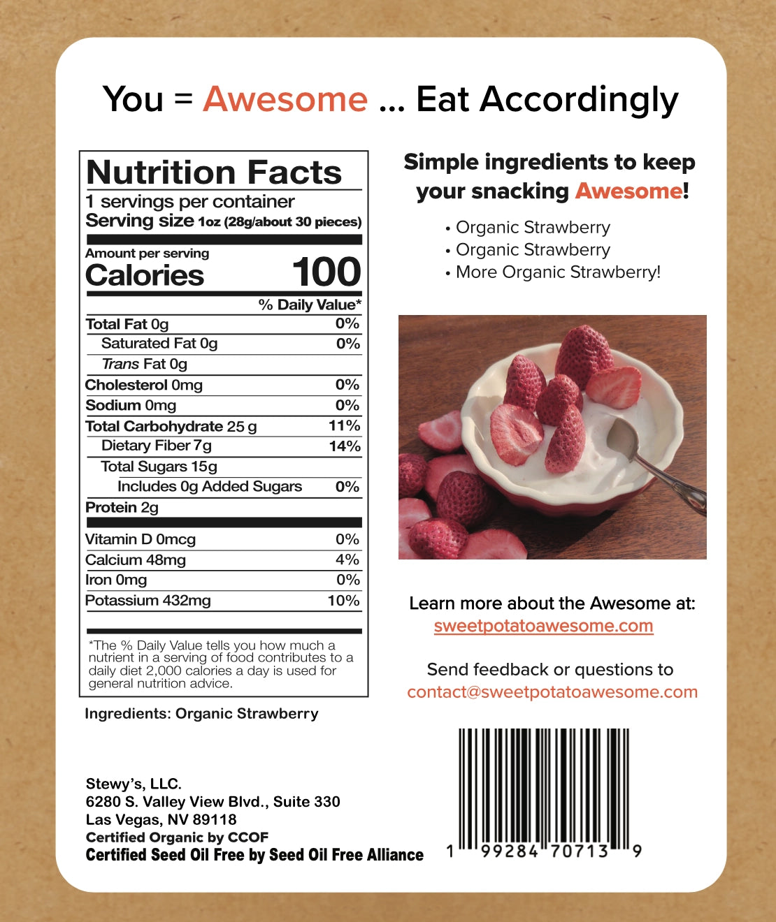 Sweetpotato Awesome // Organic Freeze Dried 🍓 Strawberries 1.4 oz