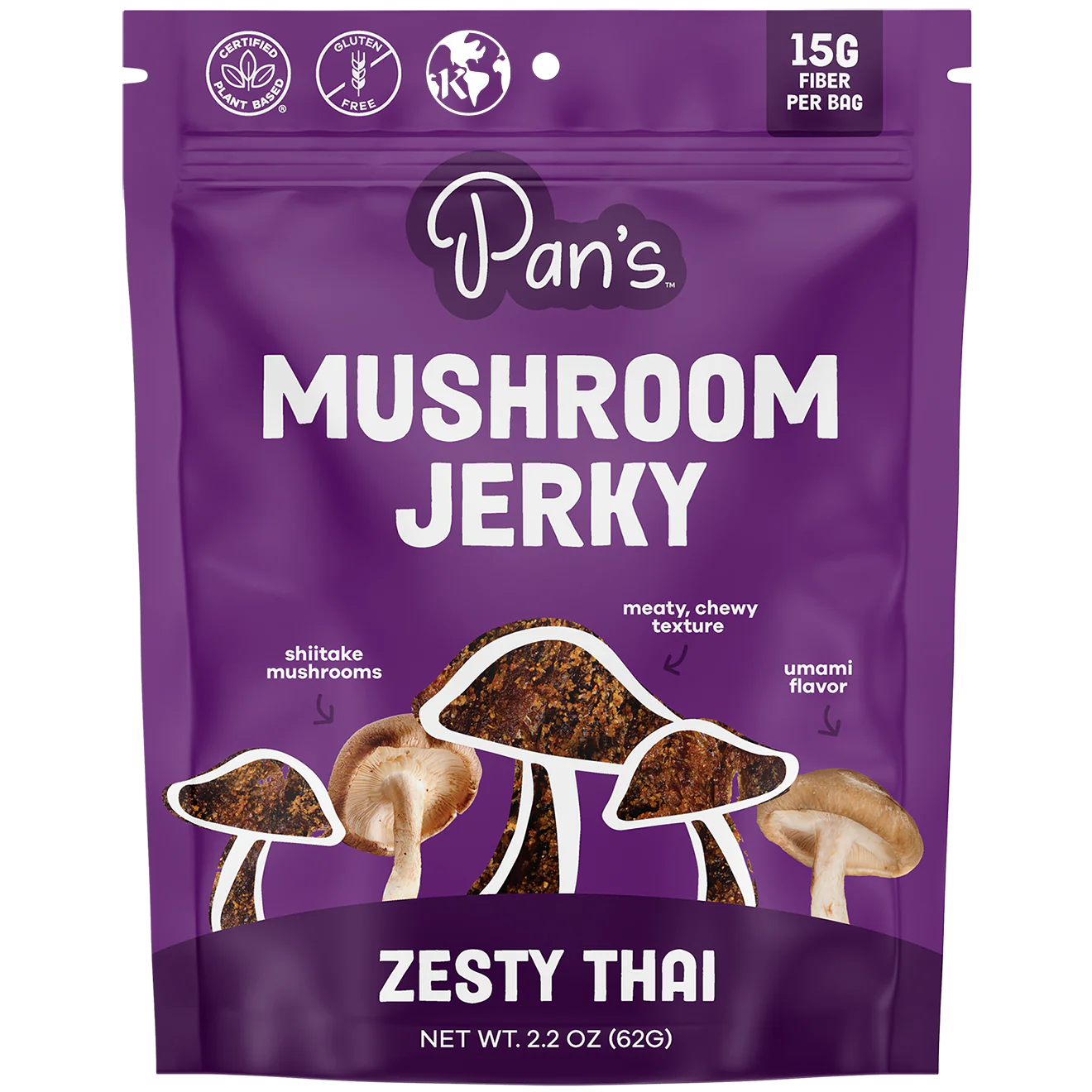 Pan's Mushroom Jerky // Zesty Thai Mushroom Jerky, 1 oz