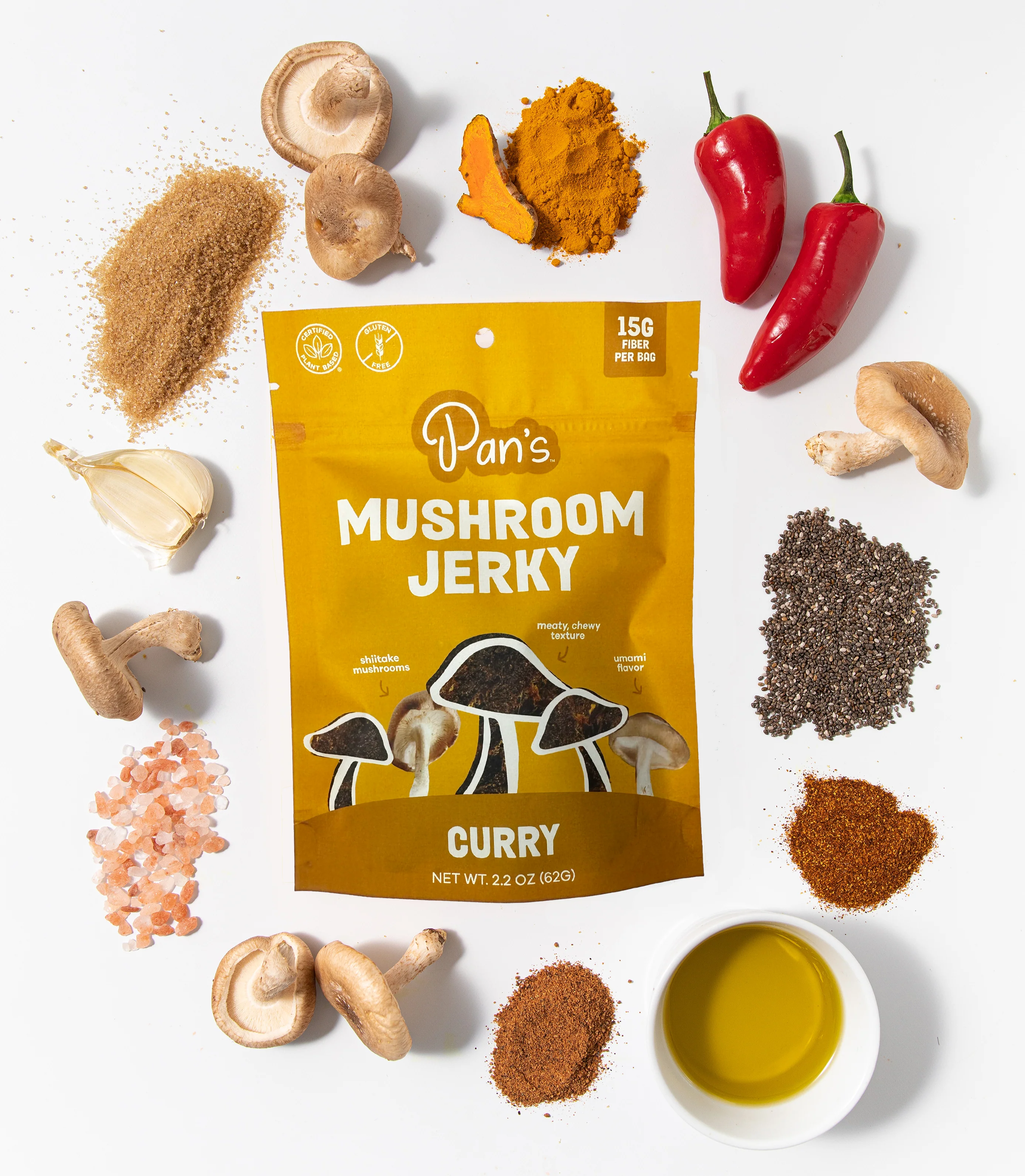 Pan's Mushroom Jerky // Curry Mushroom Jerky, 1 oz
