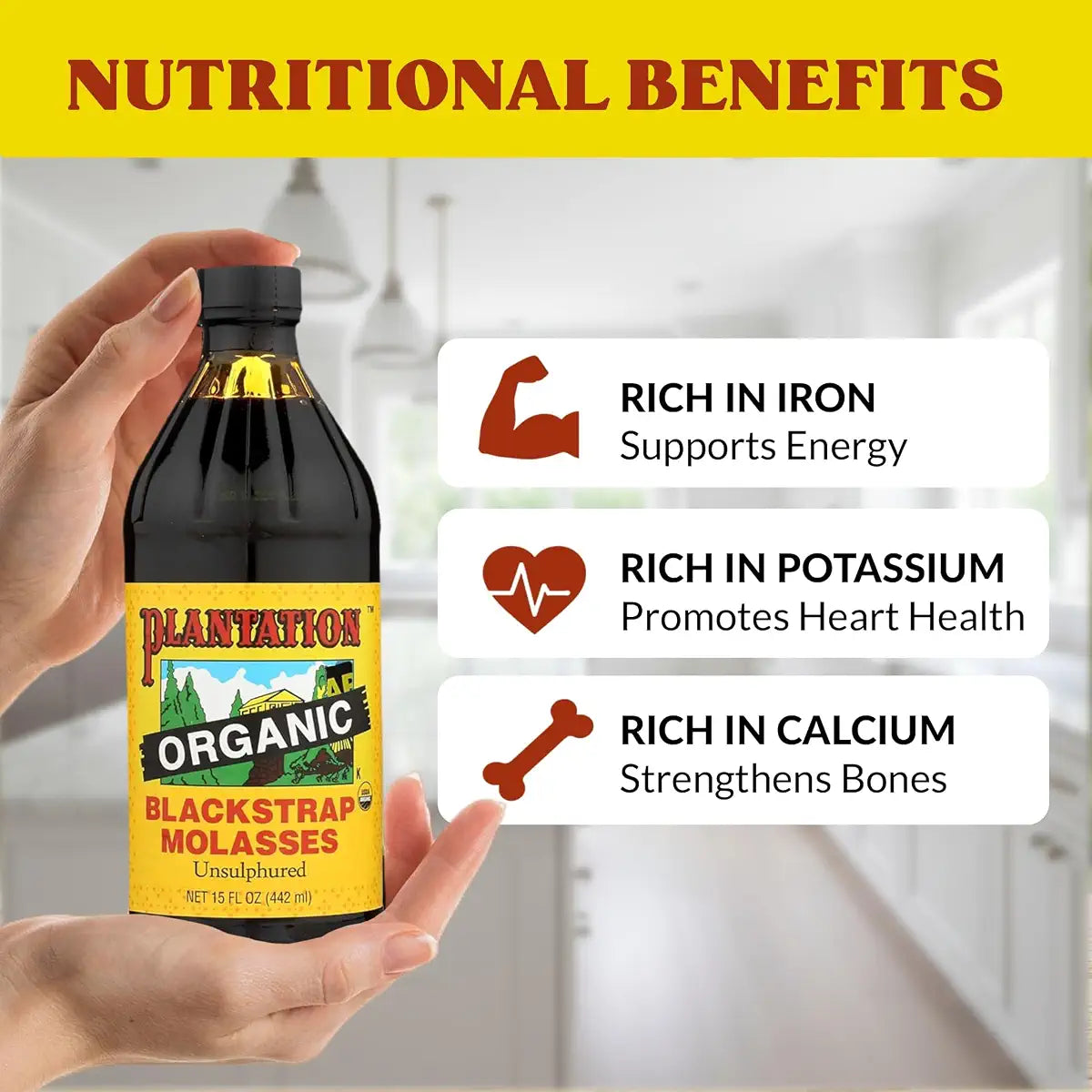 Plantation Organic Blackstrap Molasses Unsulphered, 15 oz